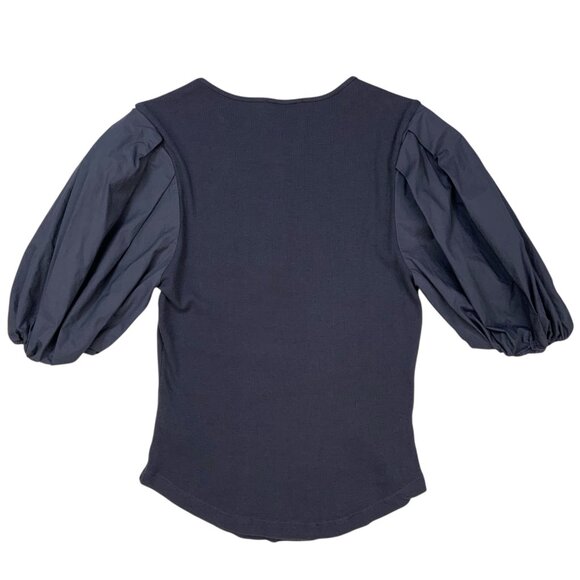 Ulla Johnson Kara Puff Sleeve Ribbed Top Blouse S Periscope Henley Quiet Luxury - Picture 13 of 14